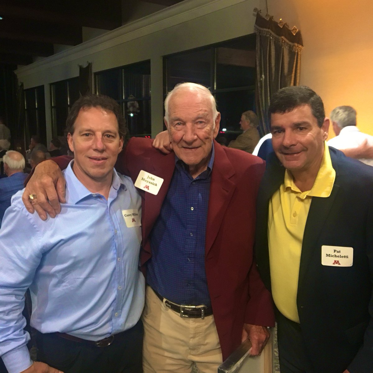 patmick2626's tweet photo. What an honor to be in this photo with 2 gopher greats!! The #1 leading scorer in gopher history John Mayasich and the #3 point getter in gopher history @Coreymillen1 wonderful gopher hockey alumni event tonight https://t.co/El0eZ1aGhM