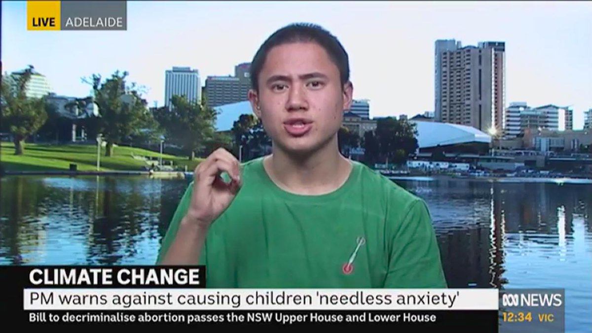 We'll be less anxious when you actually do your job and confront the climate crisis, <a href="/ScottMorrisonMP/">Not ScoMo</a>! Adelaide School Strike organiser Evan calls out Scott Morrison on ABC News 24. #ClimateStrike