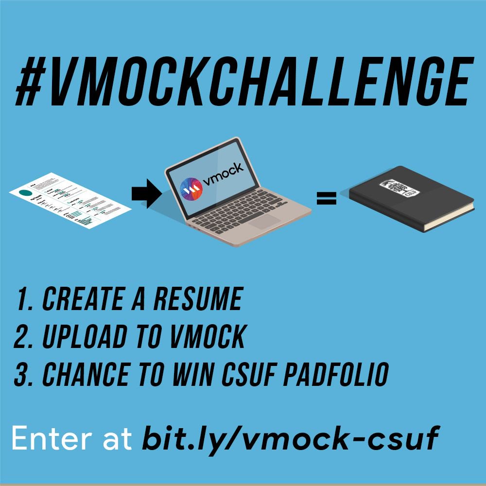 CSUFcareer's tweet photo. Need a way to take notes or bring your #resume in style? We got you fam! Enter the #vmockchallenge by visiting https://t.co/fHYFSIVAGW to upload your resume and have #vmock do the rest to make it stand out! Submit a resume in VMock b4 10/14 to win an official #csuf padfolio. https://t.co/2QhoZLtaU4