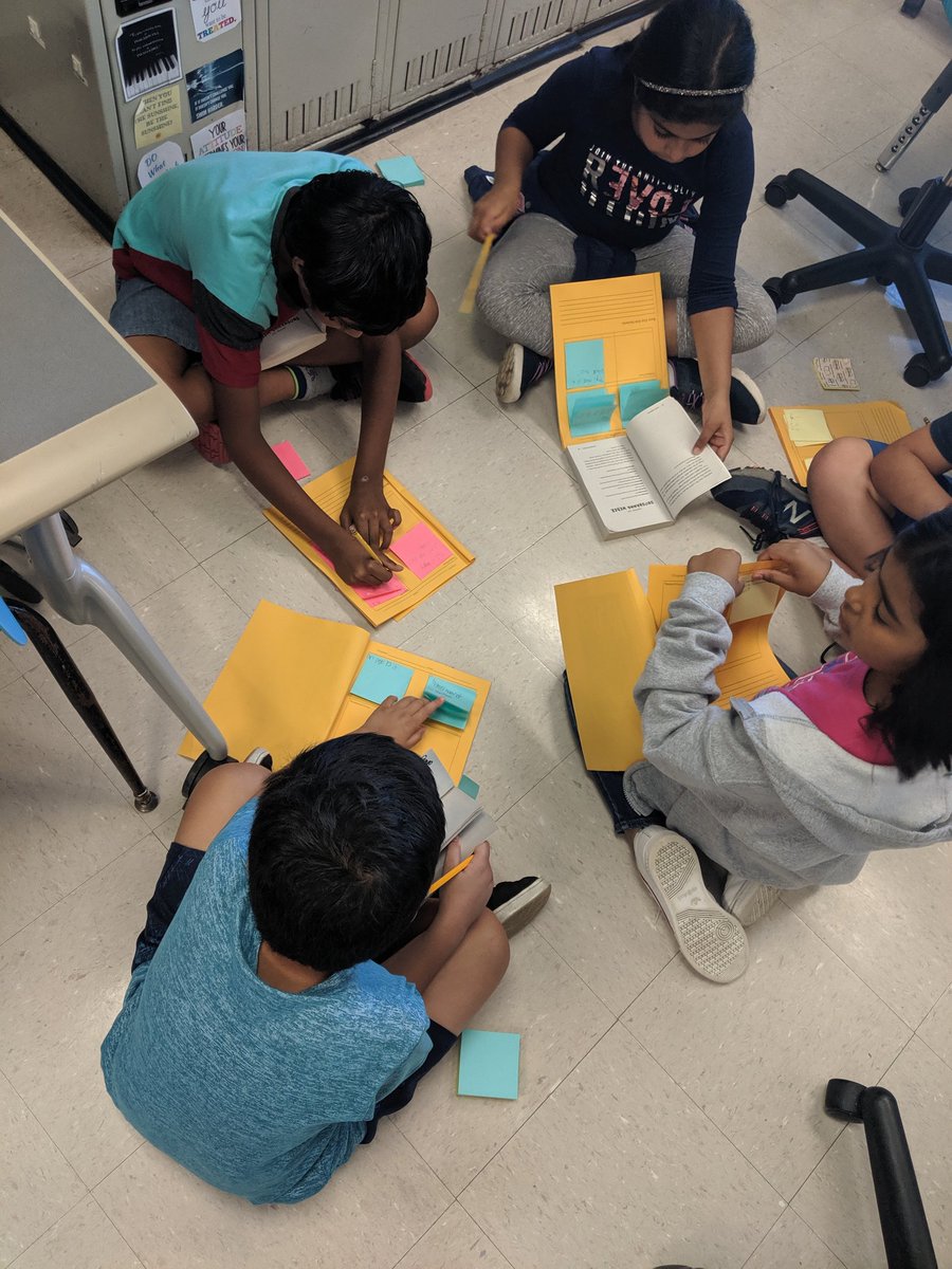 Mrs_Saric7's tweet photo. Learning how book clubs work in 4th grade by working in cooperative learning communities to discuss our whole class novel, #Restart! Brilliant habits of discussion happening already! #proudteacher @WoodbrookSchool @EdisonDistrict @gordonkorman https://t.co/2AlqHHhAet