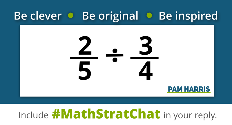 pwharris's tweet photo. It's time for #MathStratChat!
Rules: tweet your favorite, clever solution.
Tweet a strategy that's been posted or be inspired to find an equally clever strategy.
Like, RT so others can see
#MTBoS #ITeachMath #MathIsFigureOutAble #MSMathChat #ElemMathChat #HSMathChat #T3Learns https://t.co/RsM8Jrrw9c