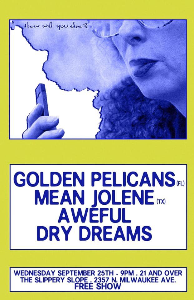 Golden Pelicans and newer locals Aweful rip up Slippery Slope tonight! #Chicago