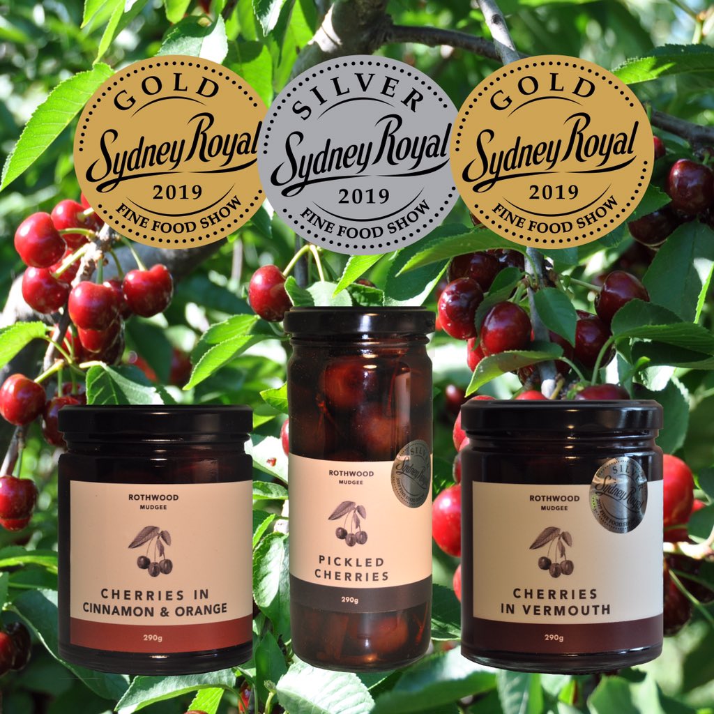 RothOrchard's tweet photo. #SydneyRoyal #finefood medals for all our cherry products at the @RAS_NSW awards this week.  Wow! #farmgate https://t.co/lyKK5RMtYV
