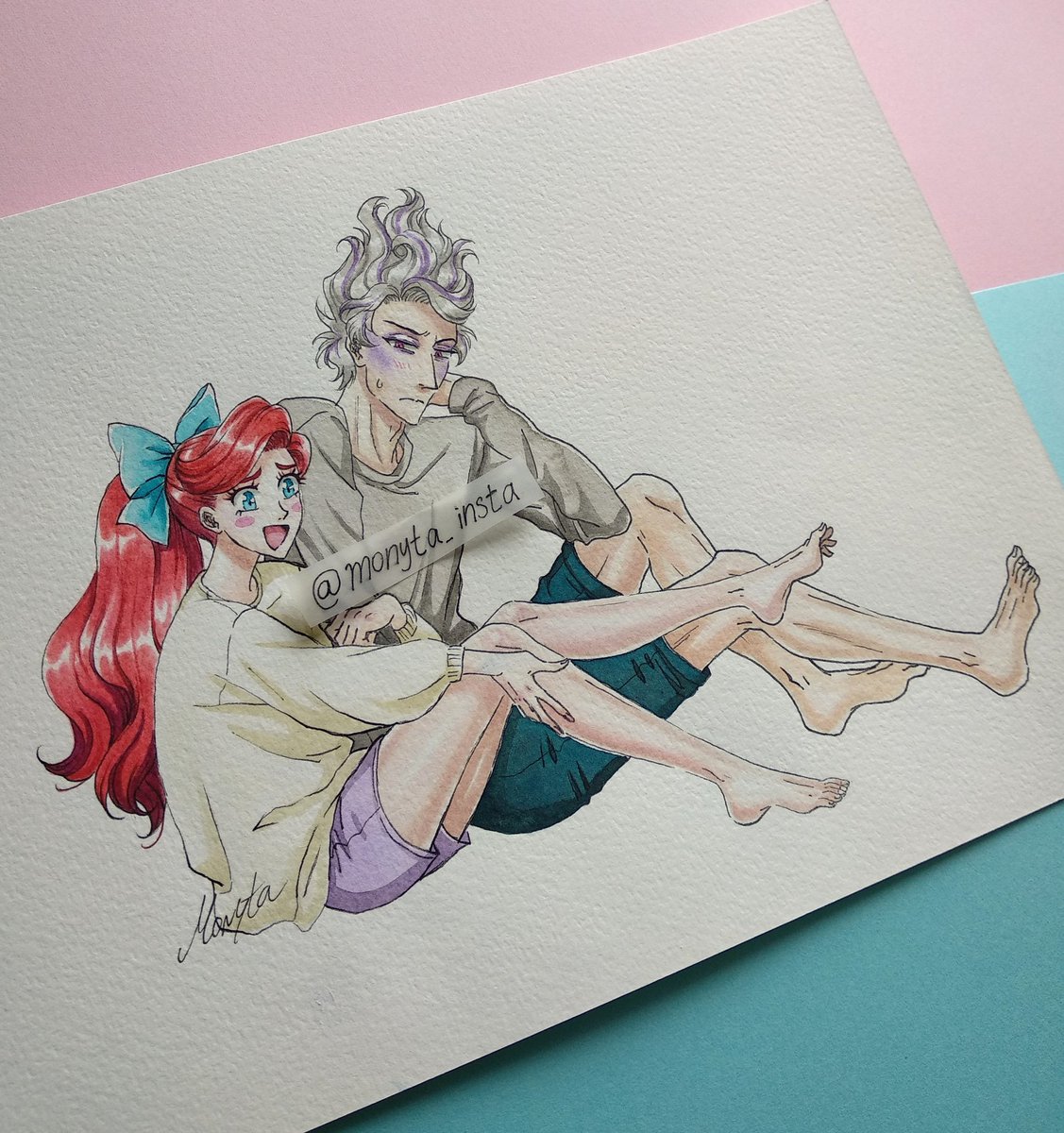 Monyta_art28's tweet photo. Just two sea creatures talking about legs 🦵
#watercolour #tokyodisneysea #villainrecruiters #eightfootjoe #エイトフットのジョー #ariel #thelittlemermaid #disney https://t.co/2qhzsWB7mQ