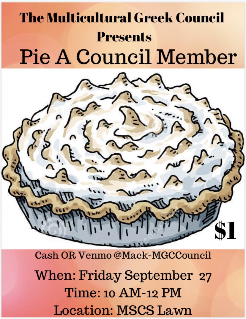 Come pie your fave (or not so fave) council member this Friday only $1! If you can’t make it we are still accepting donations😊