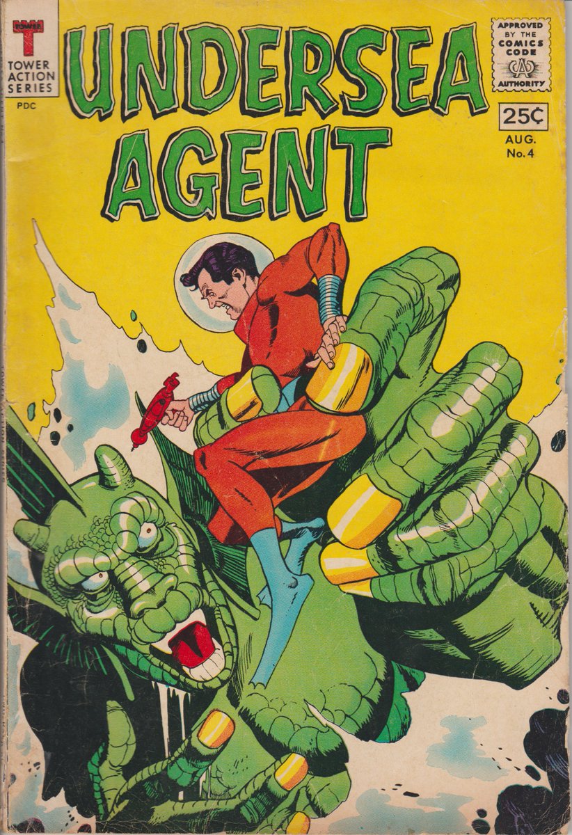 odhurt's tweet photo. #UnderSeaAgent issue 4 from the late, great #TowerComics group.  Another nice #GilKane cover.  How many books did Kane help sell with his action packed covers? https://t.co/H61kUnLxi3
