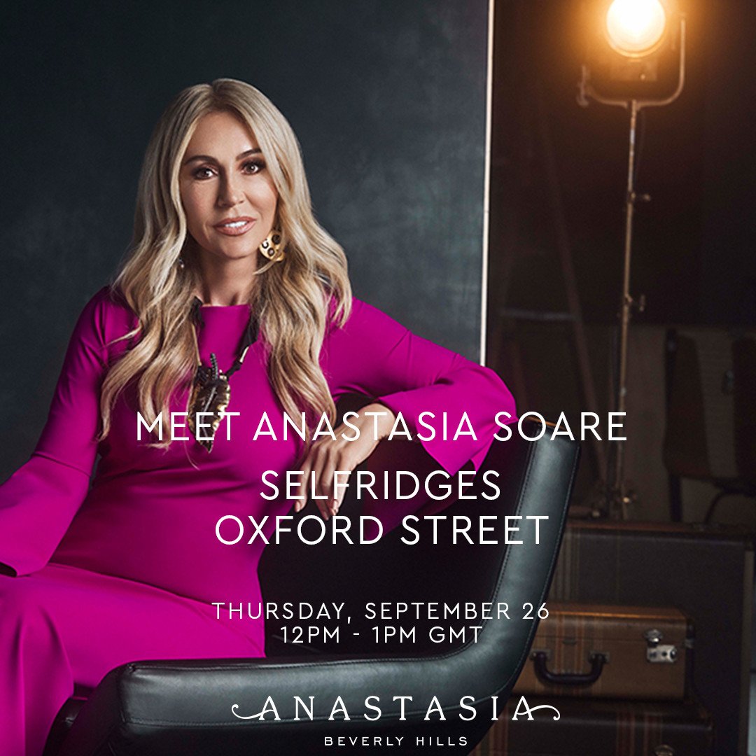 Hello London! 🇬🇧 Meet the Queen of Brows @anastasiasoare at @Selfridges! ✨ Get your tickets here: bit.ly/2mnlMCV #AnastasiaBrows #SelfridgesLondon