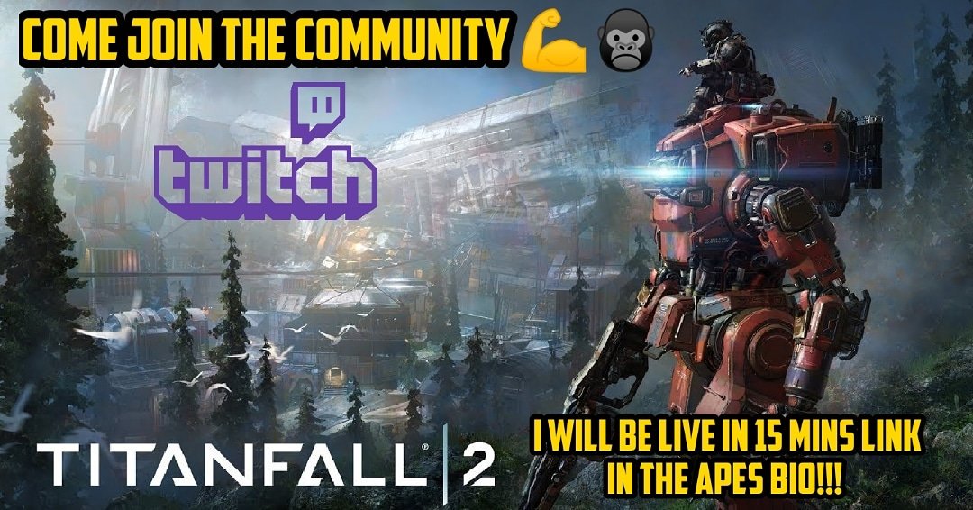 ApeCompetitive's tweet photo. Going live on Titan Fall in 15 mins!!! #titanfall #destiny #apexlegends #xbox #xboxone #apex #ps #gamer #videogames #fortnite #twitch #gaming #battlefield #respawnentertainment #youtube #destinyxbox #destinyschild #gamergirl #destinyps #rainbowsixsiege #pro #destinybeta #fun https://t.co/Gdwv04ZK0R