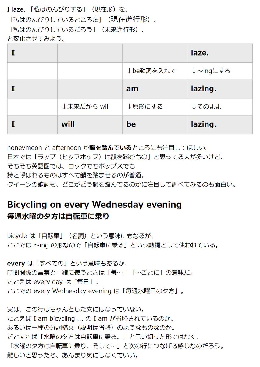 Ed Mcbeaf Twitter પર クイーンの歌詞を中学英語レベルで解説する 第一回 うつろな日曜日 少し読みやすくなったと思う ついでに少しだけ解説を書き足した 全７ページ中１ ４ページ つづく