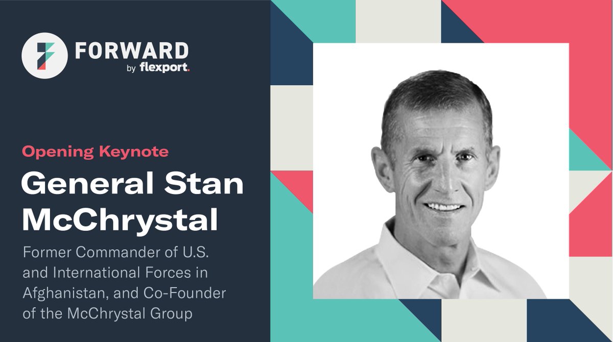 flexport's tweet photo. Four-star general, Stan McChrystal, will take the stage in just a few minutes offering first-hand insight on the new rules of engagement for a complex world. #FORWARDbyFlexport https://t.co/9o0cjmhs6X