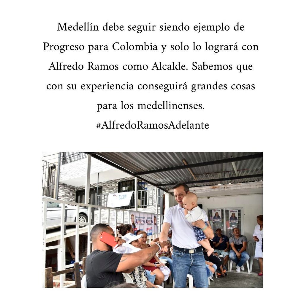 RamosMiAlcalde's tweet photo. #AlfredoRamosAdelante Medellín necesita su experiencia y sus altas condiciones humanas y profesionales! @AlfredoRamosM https://t.co/StfgU7iFx6