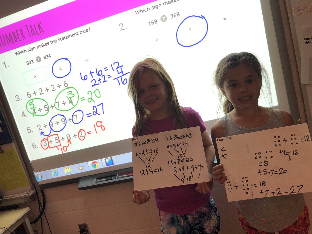 3wlittlefalls's tweet image. Our ‘Number Talk’ sessions always highlight the different strategies kids use to solve a variety of math problems. A bonus is when you start to see the students begin to record their thinking in an effective manner #doubles #maketen #createapicture #kidslearnbestfromeachother