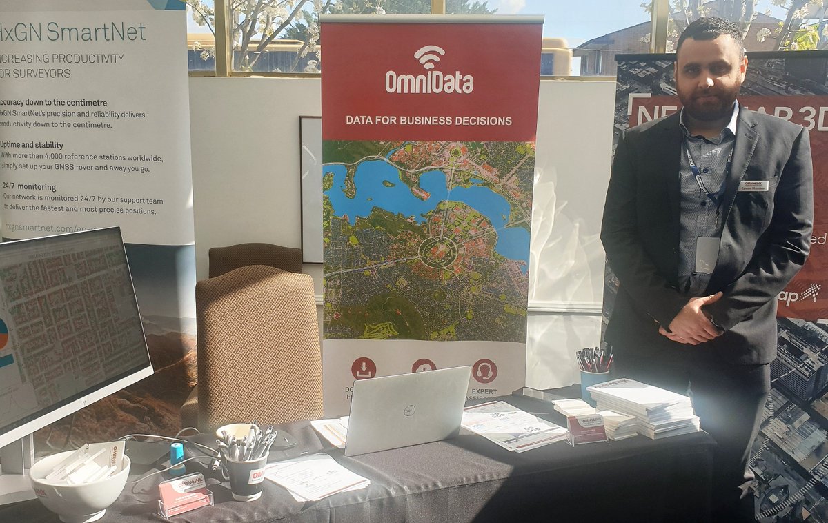 omnilinkanz's tweet photo. Eamon &amp; Naishadh are in #Goulburn for the NSW @SSSI_AU Conference this week and will be demonstrating how #OMNILINK works with @GeoscapeAus and @PSMA in the #builtenvironment and #geospatial #DataAnalytics Don't miss their Lightning Talks at 12:15 &amp; 2:24 today. https://t.co/aSHKQ57iKK