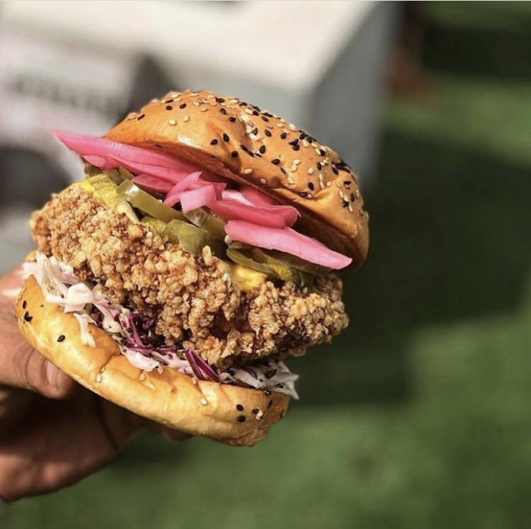 Popeyes Ain’t Got Nothin’ on this crackalackin! Cracklin’ Chicken Sammy - Crispy Cracklin Coated Chicken Breast, Valentina Mayo, Coleslaw and House Pickles on a Toasted Sesame Bun 😋🍗 #BestFoodHouston #CracklinChicken #PopeyesChickenSandwhich