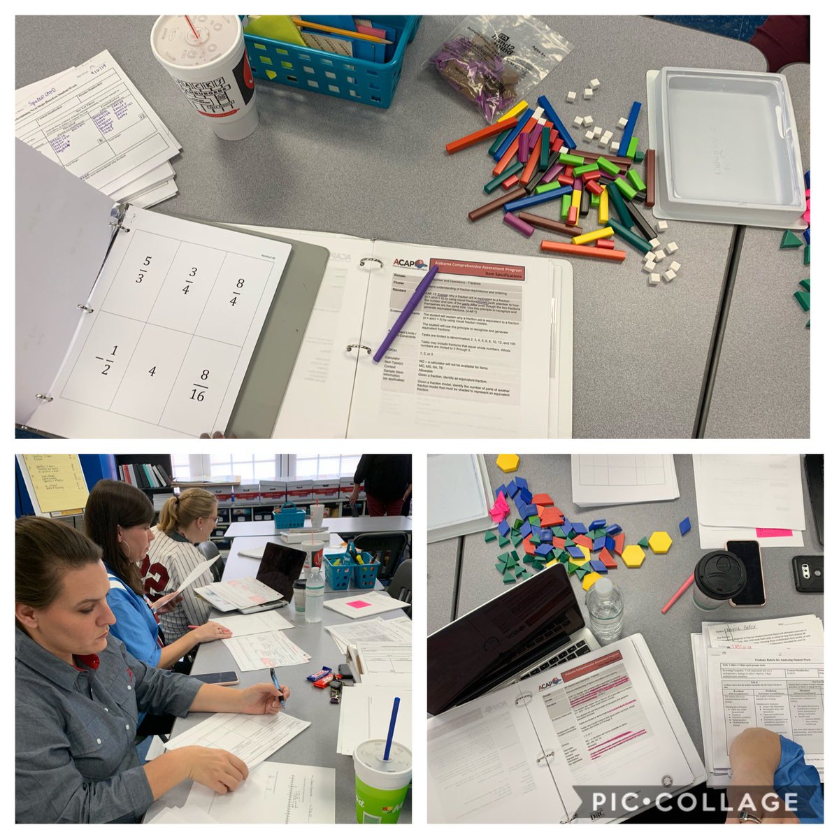 AMSTI_UM's tweet photo. 4th grade teachers at Pinecrest Elem are working hard during their math PLT meeting. #StudentWork #ProfessionalGrowth #MultiplicativeReasoning #FractionalReasoning #NextInstructionalSteps @mrsj_green @blairr728 @DrNicNalu @WendiCooperHall https://t.co/xu4E4Iml8W