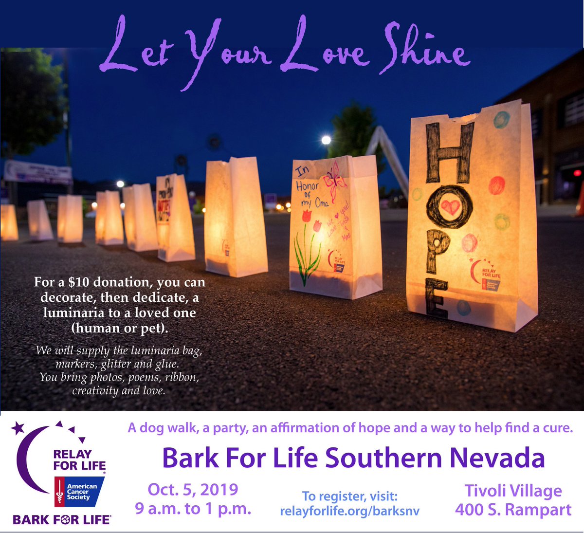 It's almost time #LasVegas  for our #BarkForLife event. If you #lovedogshatecancer then you need to be there.
