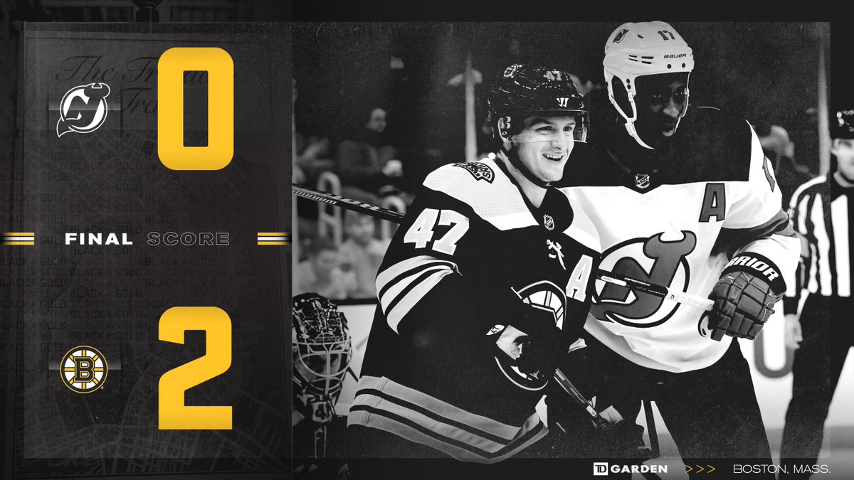 NHLBruins's tweet photo. #NHLBRUINS WIN!!! 🙌

@JStudnicka23 &amp; @dbackes42 with the goals.

Jaro with the 29-save shutout. https://t.co/ZOJTurJnGo