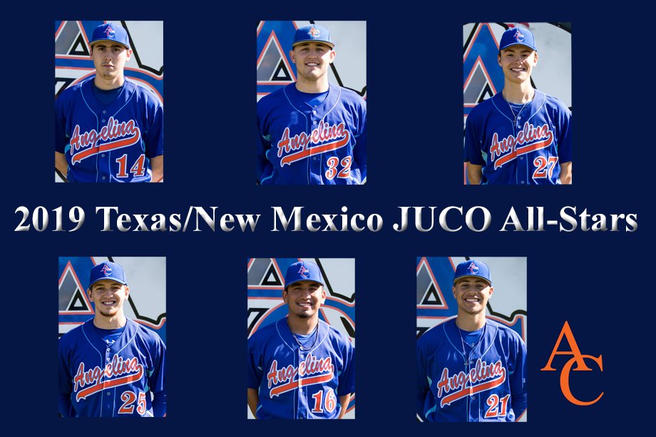 ACAthletics's tweet photo. CONGRATS to the six AC baseball players named to the JUCO All-Star team. D. Shifflet, D. Roblin, W. Gafford, S.Thornhill, J. Munoz and E. Worden will represent AC at the showcase in Abilene. Click the link for details. @ACbaseball1 @angelinacollege 
https://t.co/fB95HfMMRZ https://t.co/aQFwufyCfZ