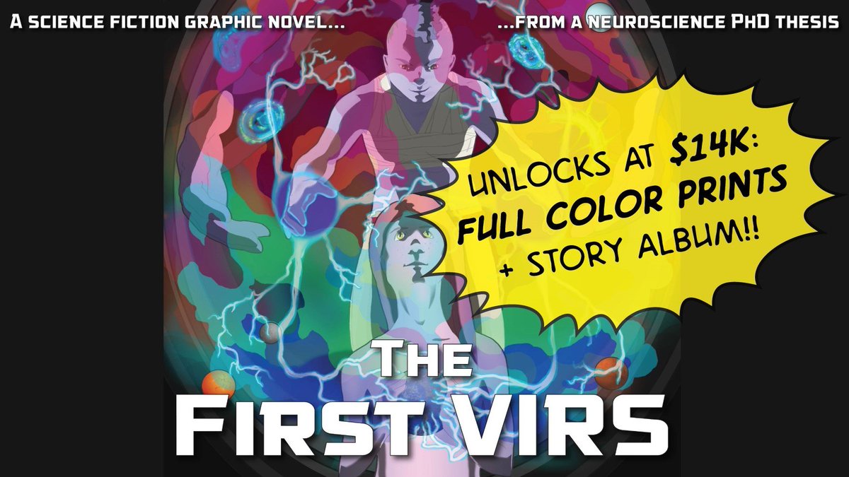 taunbot's tweet photo. #TheFirstVIRS @kickstarter is going for its 1st STRETCH GOAL!! Help us reach $14K to upgrade all printed copies to FULL COLOR w/PERFECT BINDING, and unlock a studio recording of the story album! https://t.co/8nUaAMJYo2
#scicomm #sciart #scicomics #scifi #scifibooks #openscience https://t.co/YaChQAHCYd