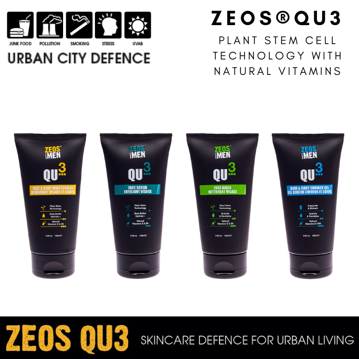 ZeosForMen's tweet image. #Platbased urban #skincare defence #technology that mimics &amp;amp; regenerates the #skins defence mechanisms. Take on the city with ZEOS QU3 now available in #ecofriendly sugarcane packaging  bit.ly/2DgUsbS