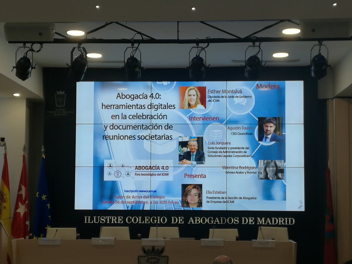 Estamos a escasos minutos del inicio del evento Abogacía 4.0 «Herramientas Digitales en la Celebración de reuniones societarias» en las que presentamos nuestra plataforma <a href="/councilbox/">Councilbox</a>