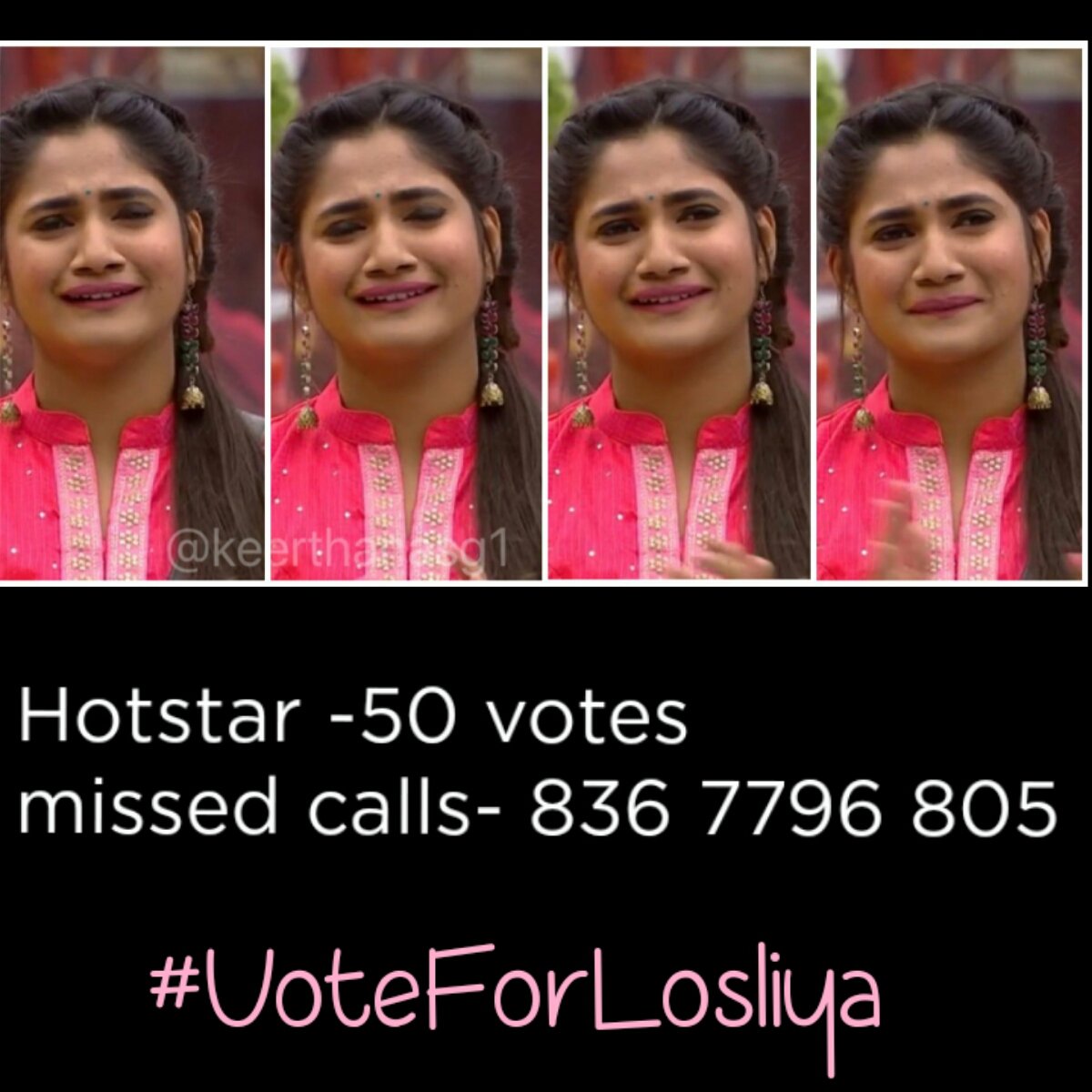 sharaofficial19's tweet photo. Only 1 day left 🙏
Anything can happen.. this vijay tv is planning something to evict losliya too. then they can easily send their chellams to finale😏 (except sandy)...
So focus on votings.don't lose ur hope.. unofficial la losliya 4th la irukka..official la ennamo theriya😕 https://t.co/zGqxRqkjKe