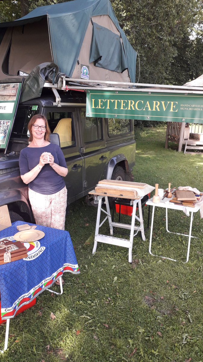 LETTERCARVE's tweet photo. My lovely wife modelling the new banner @BreezeFair. A delightful few days demonstrating and selling to the good people of Cornwall. https://t.co/xWFB3e5aAj