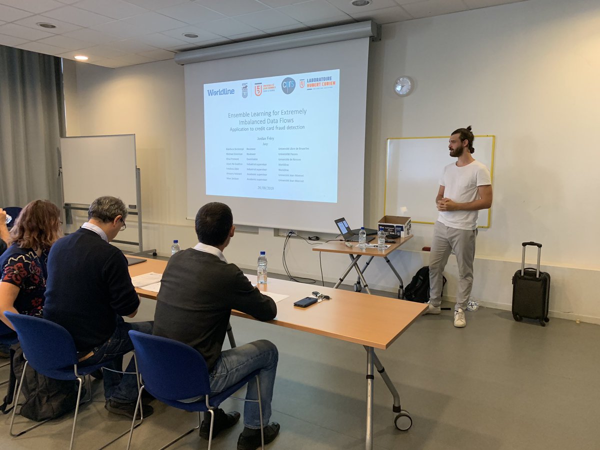 DataIntelGroup's tweet image. And today #phddefense of Jordan Frery on ensemble learning for extremely #imbalanceddata flows #MachineLearning #ai  @WorldlineFrance @LabHubertCurien @Univ_St_Etienne @UniversiteLyon
