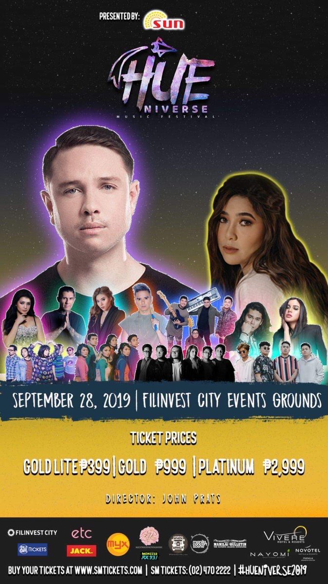 manilaconcerts's tweet photo. Prepare to enter the HUEniverse this Saturday, 09/28 at Filinvest City Grounds featuring EDM superstar BORGEOUS, top  music acts Moira, Sponge Cola, Autotelic, Agsunta, Tom Taus and a lot more!

Get your tickets now at https://t.co/VlSH4YG6tz

This is #Hueniverse2019! 🚀🚀 https://t.co/4KgrPhm1wO