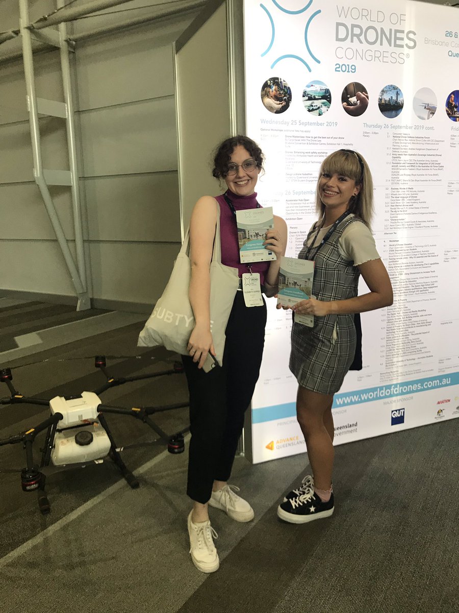 #QUTOJ1 investigating what everyone’s ~droning~ on about at the World of Drones Congress! #WODC2018 
with <a href="/pariskomselis/">Paris</a> <a href="/libby_hopper_/">Libby Hopper</a>