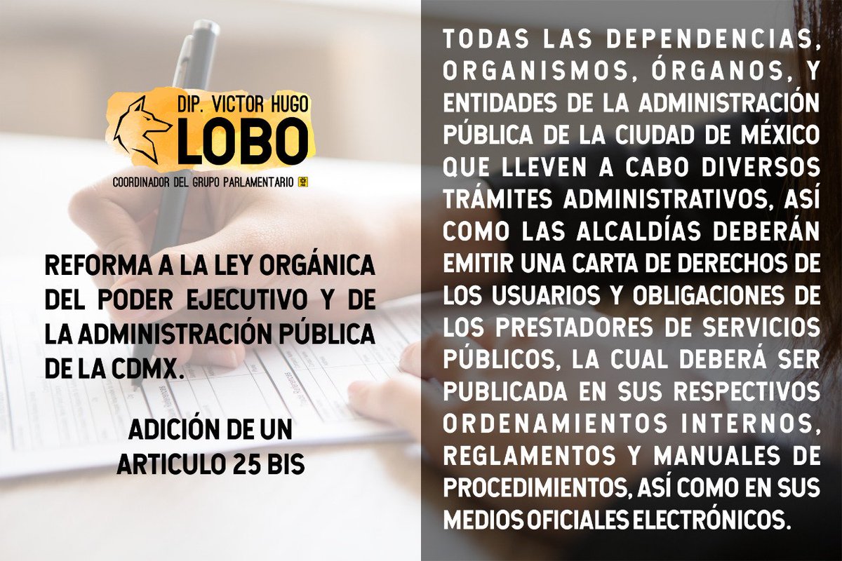 vhlobo's tweet photo. Conoce mi propuesta sobre la habilitación de la carta de derechos de los usuarios de servicios, que son las obligaciones de las dependencias que brindan un servicio público. https://t.co/psLm76KzWl