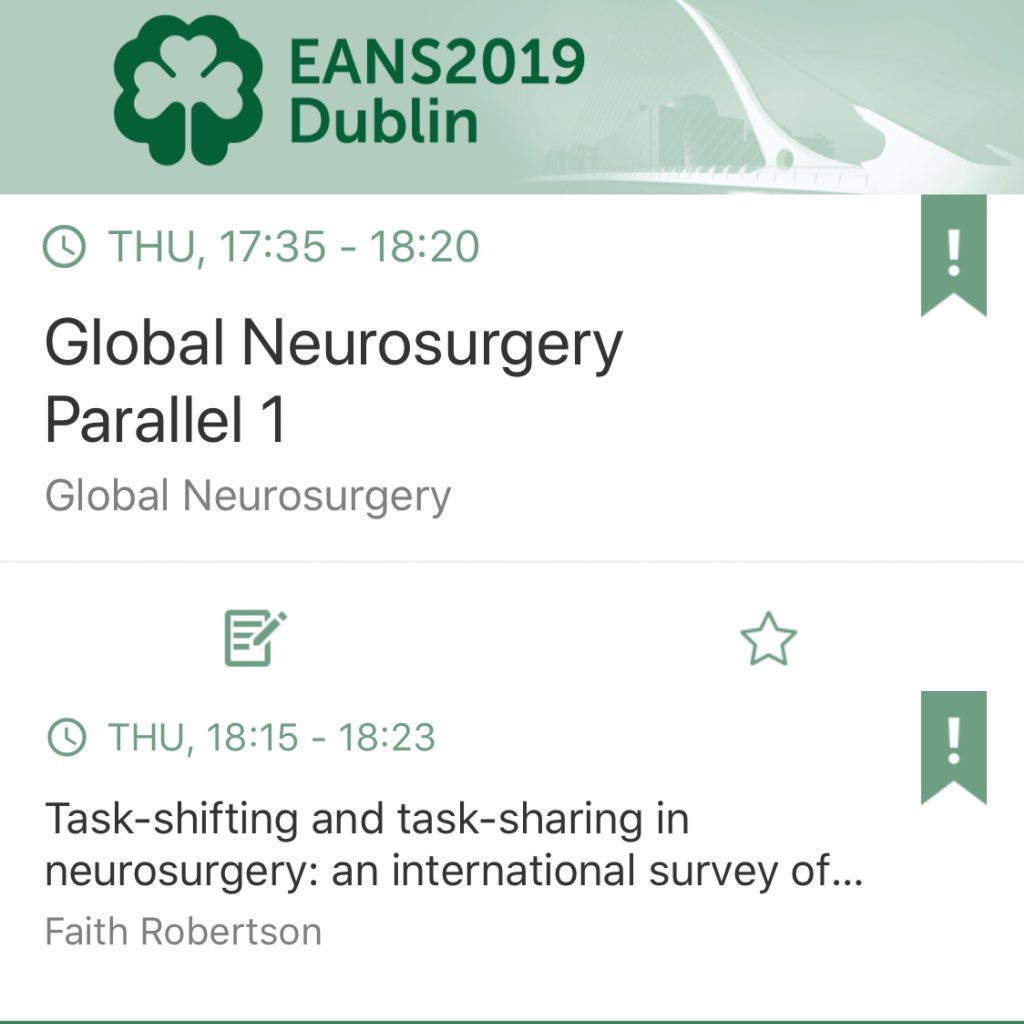 Faith Robertson MD PhD MBA (@faithcrobertson) on Twitter photo Are you at #EANS2019 today in #Dublin? Interested in learning more about #globalneurosurgery? Swing by Wicklow arm 5 at 6pm! #taskshifting and #tasksharing in #neurosurgery 🍀🇮🇪🍀🇮🇪🍀
<a href="/EANSonline/">Ꭼꮮꮻɴ Ꮇꮜꮪꮶ,</a> #globalsurgery #healthsystems #ireland #luckycharms Are you at #EANS2019 today in #Dublin? Interested in learning more about #globalneurosurgery? Swing by Wicklow arm 5 at 6pm! #taskshifting and #tasksharing in #neurosurgery 🍀🇮🇪🍀🇮🇪🍀
<a href="/EANSonline/">Ꭼꮮꮻɴ Ꮇꮜꮪꮶ,</a> #globalsurgery #healthsystems #ireland #luckycharms