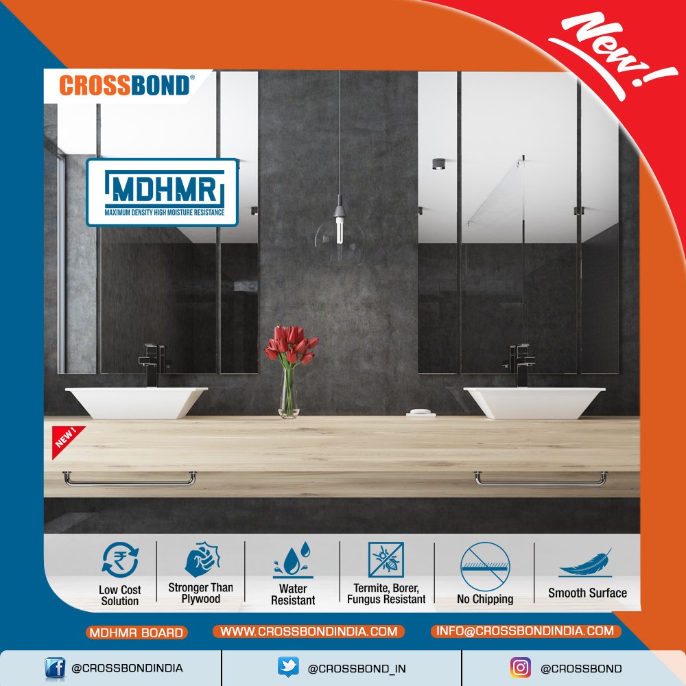 Crossbond_IN's tweet photo. Any board used in bathrooms is exposed to high moisture and a termite/fungal attack. #Crossbond introduces MDHMR boards which can withstand such hard conditions quite effectively.
Get more information about MDHMR at https://t.co/3YBAGn9vXX
#Crossbond #HeavyDuty #HighResistance https://t.co/oh8f8446Gk