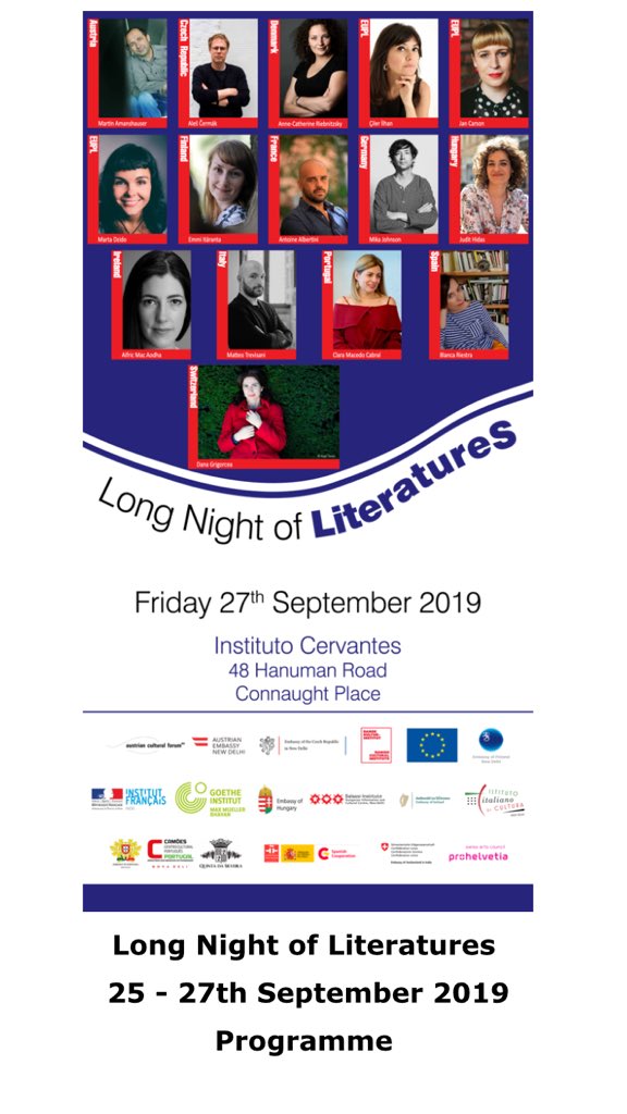 MakingLitTravel's tweet photo. The #EUPL winners’ India journey continues with #LNL19 event at @DelhiUniversity and culminates tomorrow with the the Long Night of LiteratureS at @ICNuevaDelhi on the occasion of #EUDayofLanguages celebrated on 26th Sept. #LongNight19 #EuropeIsLit @EU_in_India @CultExtRel https://t.co/LpE2IWAuVp