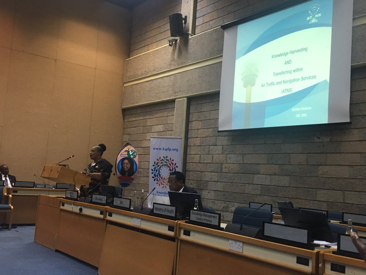 sarahcummings's tweet photo. @RefiloeMabaso presenting #KM in #air #traffic and #transport in #SouthAfrica one of the #safest #airspace in the world, focusing on the #flagship activities to #retain and #harvest #information and #knowledge #NairobiKnowledgeWeek https://t.co/mHuPXpinJh