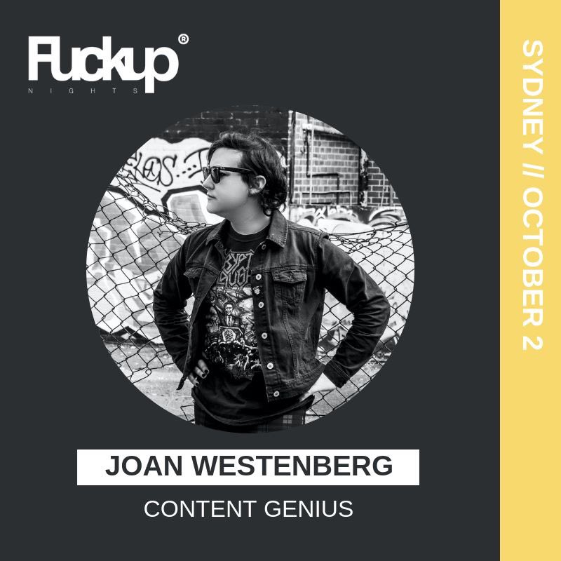 SPEAKER ANNOUNCEMENT! Joan Westernberg is a Sydney-based writer and proud transgender woman and we’re thrilled to have her speaking at FuckUp Nights next week at <a href="/thecommons/">The Commons</a> Central. Free tix at sydfunoctober.eventbrite.com ✨✌🏼