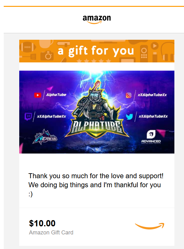 Thebeerdad2's tweet photo. Big thanks to @xXAlphaTubeXx for the Amazon Gift Card which I won in his weekly giveaway. If you havent seen his stream check it out!
Cheers bro
#awesome #alphatube #thebeerdad https://t.co/s8GnHTTn7G
