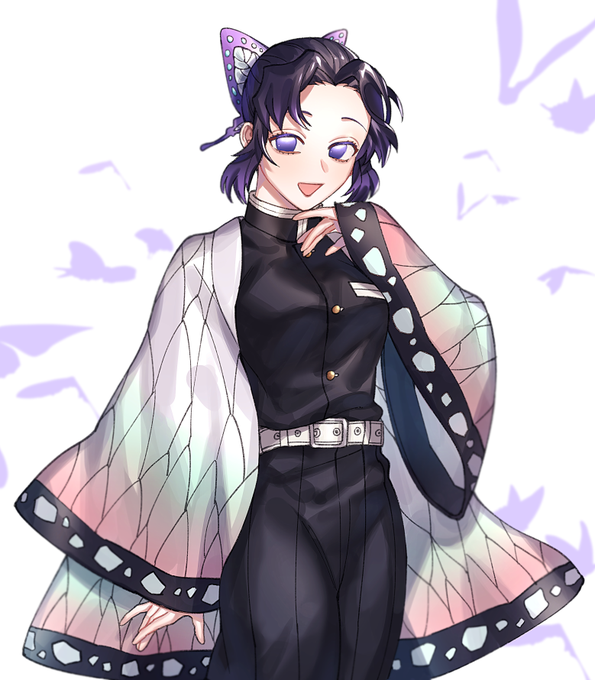 𝘏𝘐𝘔𝘖さんがTwitterに投稿した胡蝶しのぶ(鬼滅の刃)のイラスト。