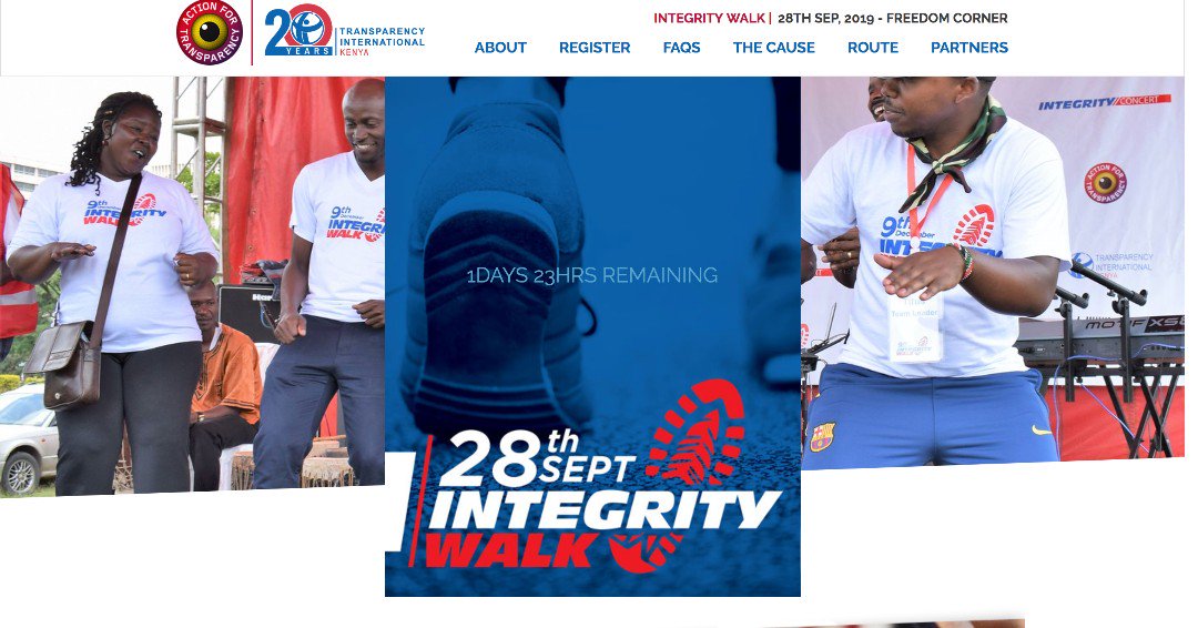 TIKenya's tweet photo. Do you want to know all about the #IntegrityWalk2019 ? visit our website https://t.co/uB8Rj6wC0Y for all information, including how you can participate for a Corruption Free Kenya. @a4tkenya https://t.co/7zZSmEpze7