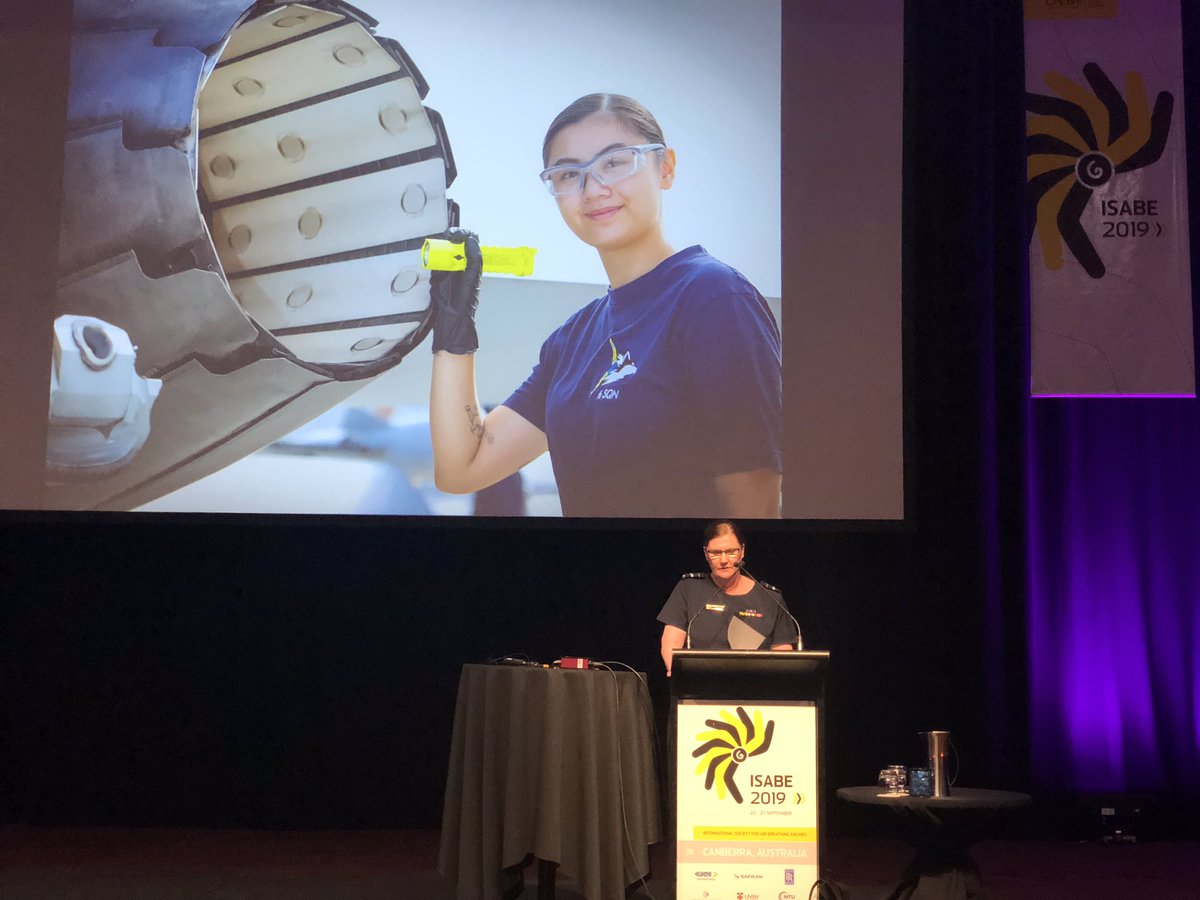 isabe2019's tweet photo. We’ve been speaking all week about disrupting distance with advance propulsion technologies but as AVM Roberts says we must also be discussing how we disrupt the gender disparity in aerospace to advance propulsion technologies. Couldn’t agree more. #WomenInSTEM @UNSWCanberra https://t.co/7AZqH4OM6E