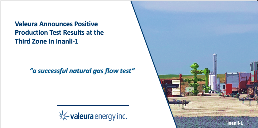 ValeuraEnergy's tweet photo. #Valeura Energy is pleased to announce a successful natural gas flow test from the third stimulated zone in the #Inanli-1 appraisal well.  
$VLE $VLU 
https://t.co/qEOts2BOlf https://t.co/VszB2xmgMw
