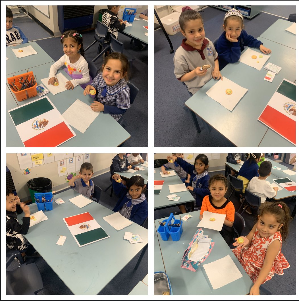 Today we celebrated Multicultural day <a href="/fairvaleps/">FairvalePS</a> we visited 5 different countries(kindergarten classrooms) Mexico, New Zealand, Japan, Italy and Spain ✈️✈️ we learnt some new words in different languages, did traditional dancing, did some art and ate some yummy food 💃🕺🌮🖍🗣