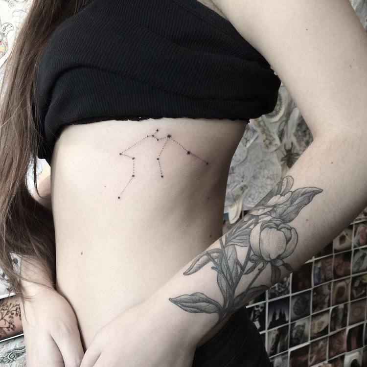 Aquarius constellation flower Mumbai Tattoo Studio Facebook