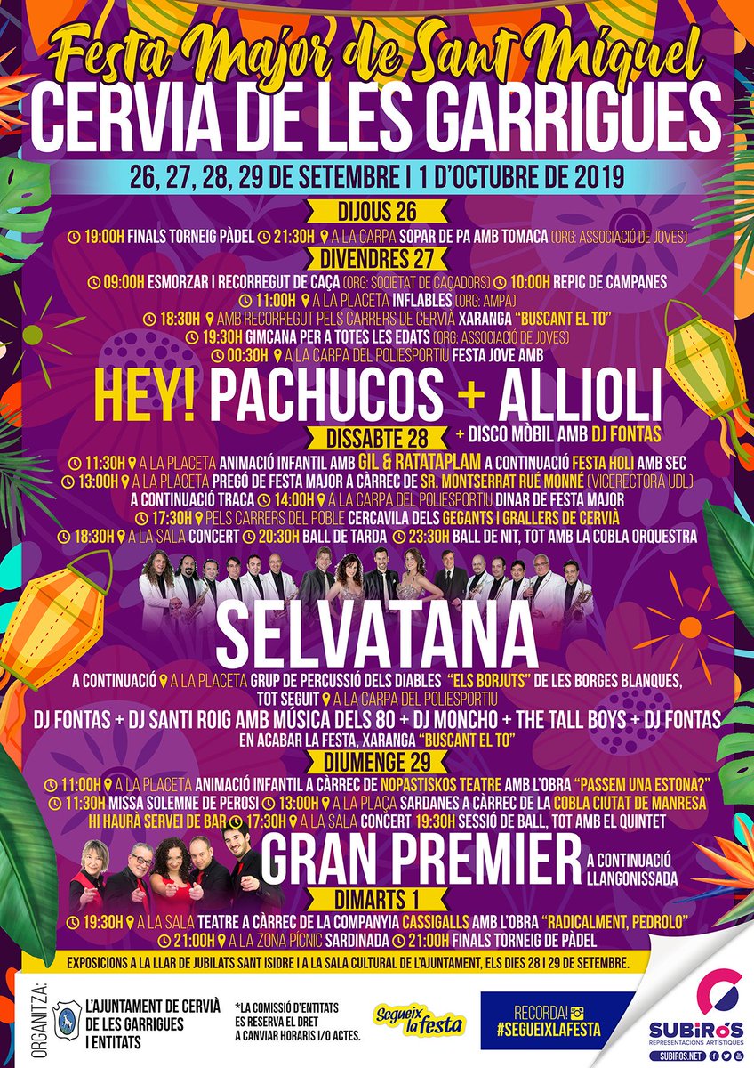 Festes Majors de Sant Miquel!
US HI ESPEREM A TOTES!!!
-----
#festamajor2019 #santmiquel #atope #segueixlafesta
facebook.com/SUBiROSReprese…