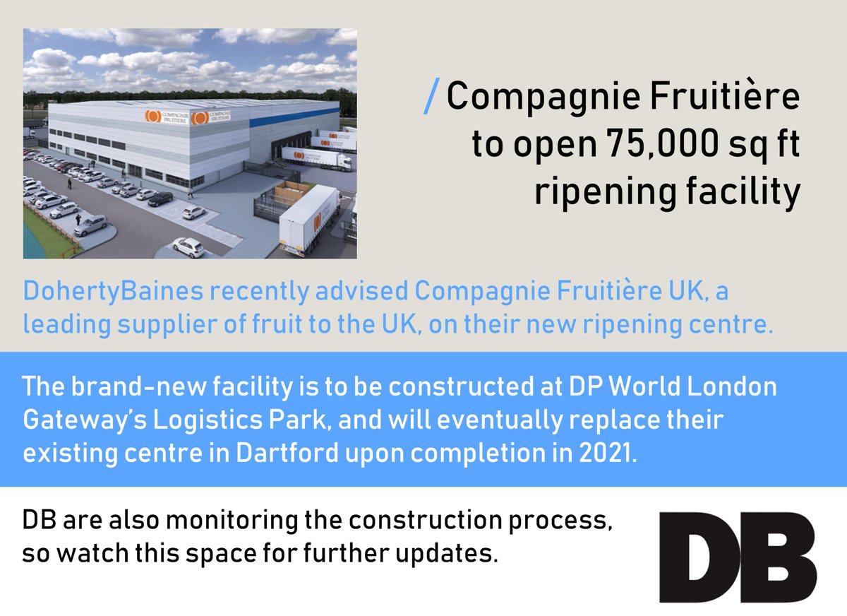 Exciting new development! DB have recently advised Compagnie Fruitiere on their new ripening facility.

Find out more here:
lnkd.in/gs6K8Ae

#wherenext