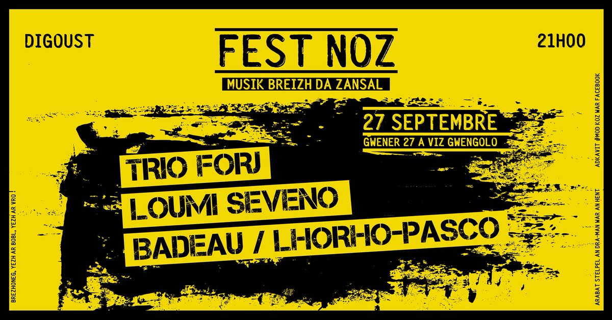 SkeudennBroRoaz's tweet photo. Festoù-noz brav fenoz ha warc'hoazh en tavarnioù keveler da Skeudenn Bro Roazhon : Ty Anna ha Mod Koz ! 🎶
Deux événements ce soir et demain dans les bars partenaires de Skeudenn Bro Roazhon : Ty Anna et Mod Koz ! 🎶
#TyAnna #ModKoz https://t.co/HbWCDOxkPo