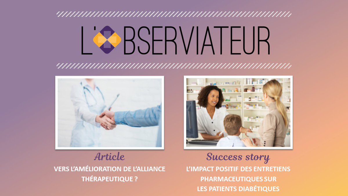 [📰 Newsletter] La sixième édition de l’#Observiateur est disponible ! De la théorie à la pratique, faites le point sur l’importance de l’alliance thérapeutique pour l’accompagnement des #patients chroniques. Bonne lecture !
▶️ 6trh.mjt.lu/nl2/6trh/mg7wy… #esanté #iphodia #observia