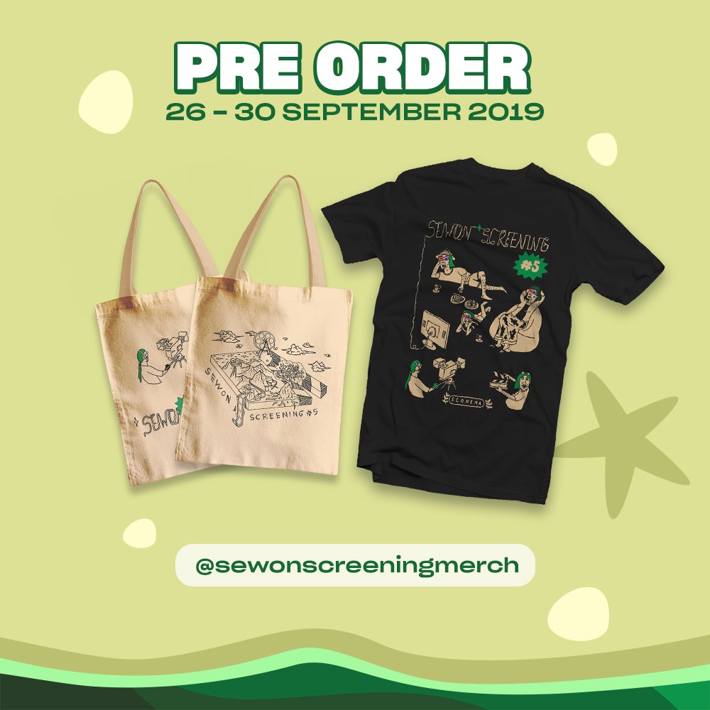 [MERCHANDISE SEWON SCREENING #5]
.
Yuk jangan sampai ketinggalan buat belanja di IG  @sewonscreeningmerch! Ga mau kan sampe nyesel gara-gara ga beli barang-barang lucu dari kita??
Oleh-oleh dari Selatan! 😉
#merchandise #sewonscreening5 #preorder #kaoskece #totebag #merchSS5