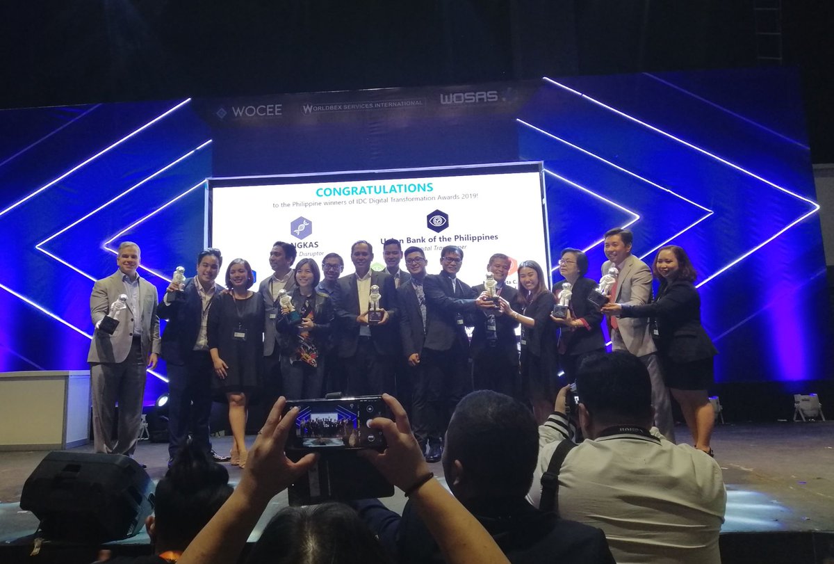 idcph's tweet photo. Congratulations to the Philippines' top #DigitalTransformation leaders for 2019! They'll head on to Singapore to vie for regional #IDCDXa accolades on Oct 23 &amp; 24. Stay tuned as we update you on their journey. Thanks to #WOCEE2019 for having us! https://t.co/OjOHICnlIh