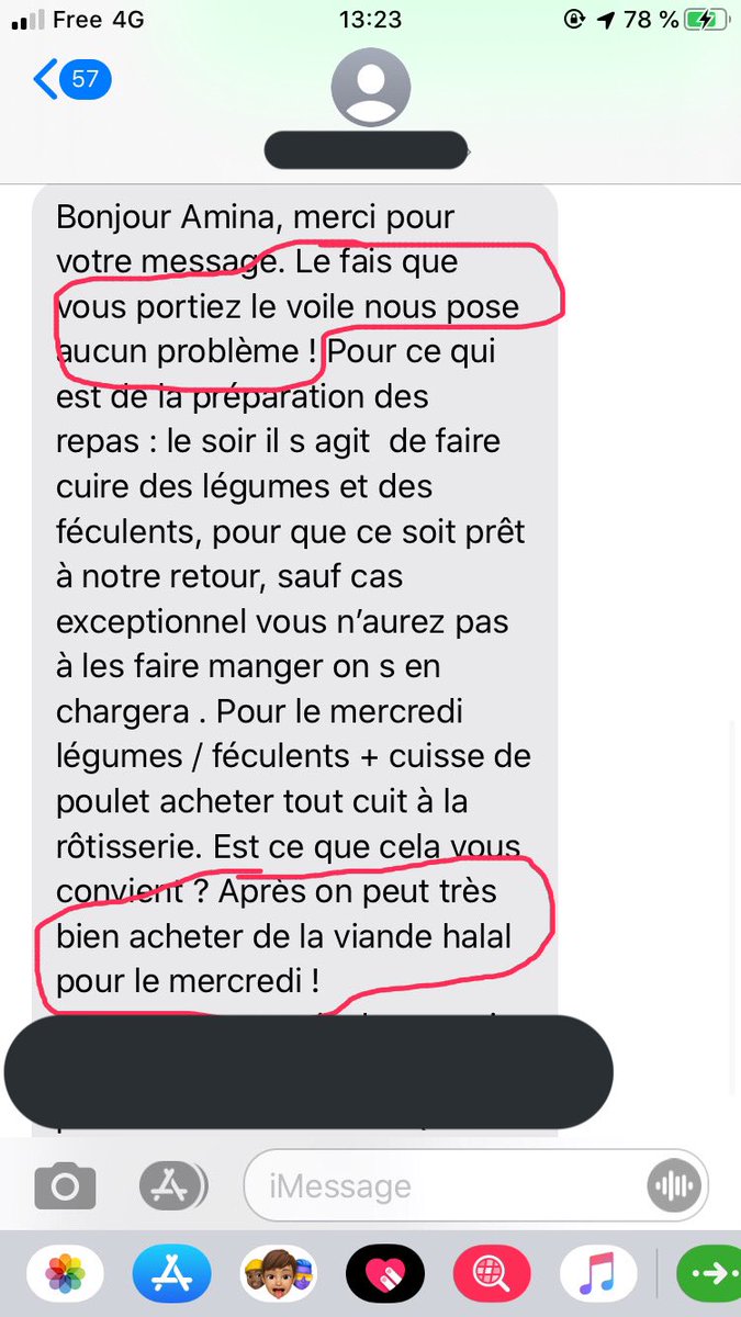 _nobuko927's tweet photo. Y’a une maman qui m’a contactée pour me demander si j’étais intéressée pour garder ses enfants.
Du coup j’ai dis oui, et je lui ai dis afin d’éviter les « mauvaises surprises » que j’étais voilée et que je ne cuisinais ni porc ni viande pas halal.
Regardez sa réponse 🥺 https://t.co/IY4xSueqGA